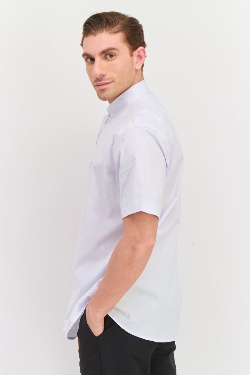 Tailorbyrd Men Regular Fit Embroidered Logo Short Sleeves Casual Shirts, Sky Blue - Image 2